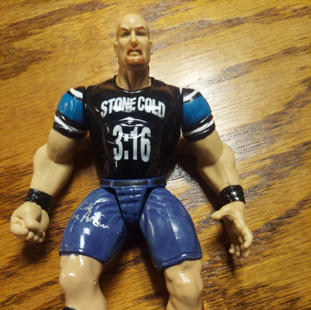Stone Cold Steve Austin WWE Action Figure with Black and Blue Outfit